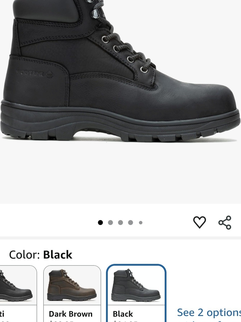 Wolverine Men's Carlsbad 6" Steel Toe Waterproof Work Boot - Black - Picture 7 of 14
